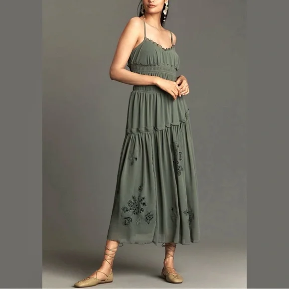 anthropologie moss green dress Silk Slip Dress in Mint – Shibumi main image 1